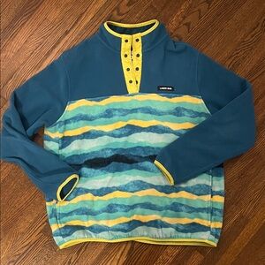 Lands' End Heritage snap Blue and Yellow quarter button Fleece